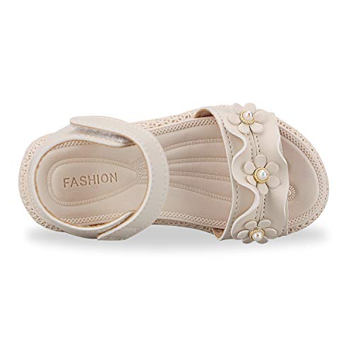 Sandalias con Punta Abierta para Niñas Pequeñas Niño Infantiles Zapatos de Vestir Calzado Verano para 1-6 Años (Beige, EU 22)