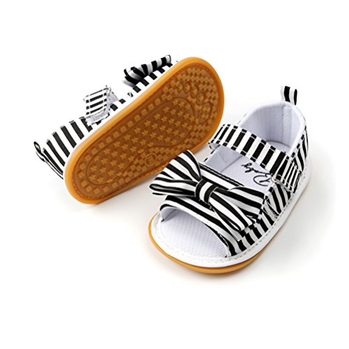 Sandalias de Bebé Niña con Bowknot, Zapatos de Verano para Infantil Pequeños con Suela Blanda (19 EU, Negro-Raya)