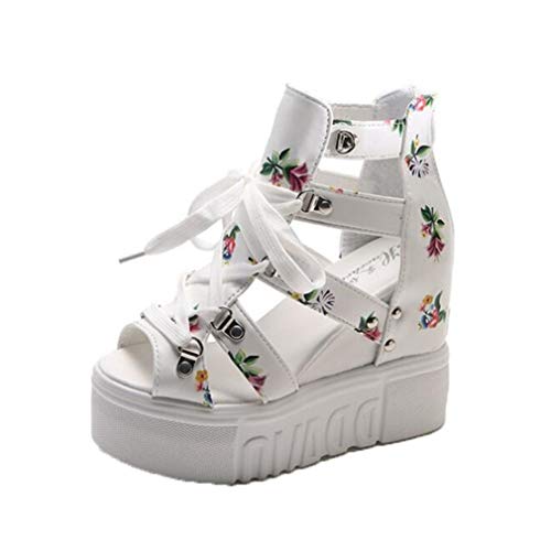 Sandalias De Cuña Para Mujer Plataforma De Verano Calzado De Tacón Alto Zapatos De Punta Abierta Fiesta De Vacaciones Casual Zapatos Con Cordones Para Mujer