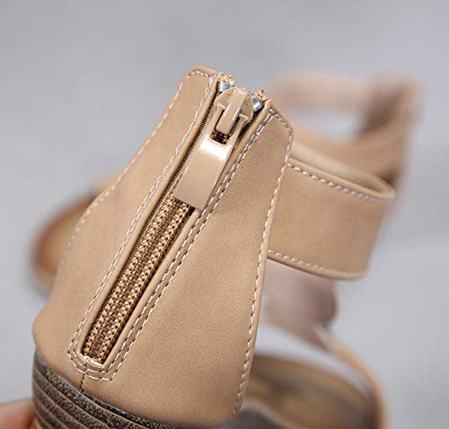 Sandalias de Mujer Cuñas Zapatos de Mujer Nuevo Sandalias Nacionales Zapatos Romanos Tamaño Grande@Azul_37