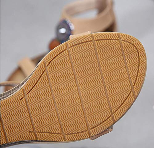 Sandalias de Mujer Cuñas Zapatos de Mujer Nuevo Sandalias Nacionales Zapatos Romanos Tamaño Grande@Azul_37