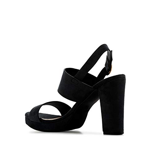 Sandalias de Mujer de Verano con Tacon Ancho y Plataforma Delantera - AM5438 - Sandalias Sandalias tacón de Fiesta. Negro Talla EU 43