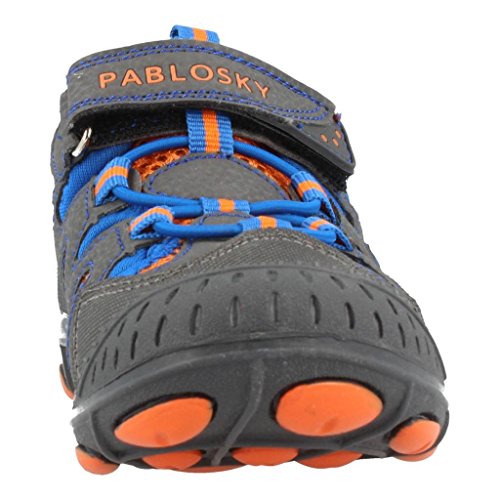 Sandalias de niño en Microfibra Gris y Azul con velcros, de Pablosky - Gris, 34