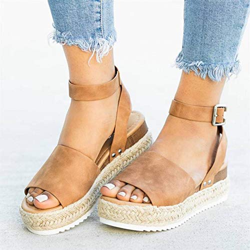 Sandalias de Plataforma (40 EU, Marrón)