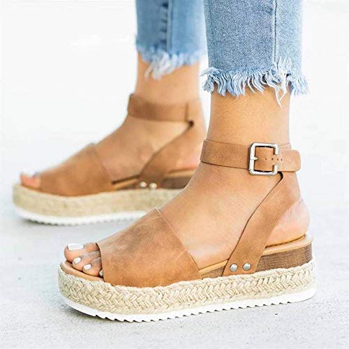 Sandalias de Plataforma (40 EU, Marrón)