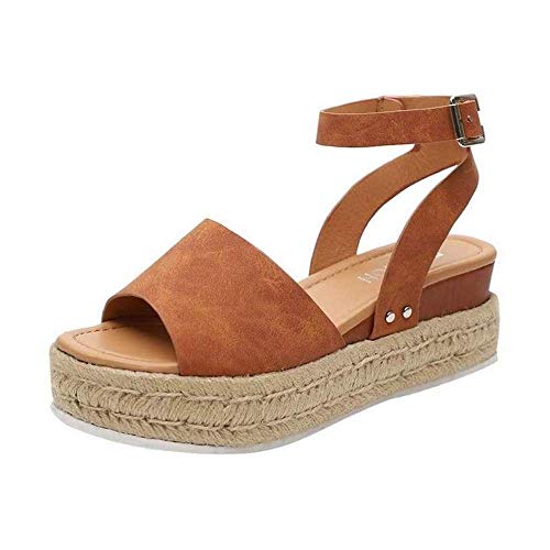 Sandalias de Plataforma (40 EU, Marrón)