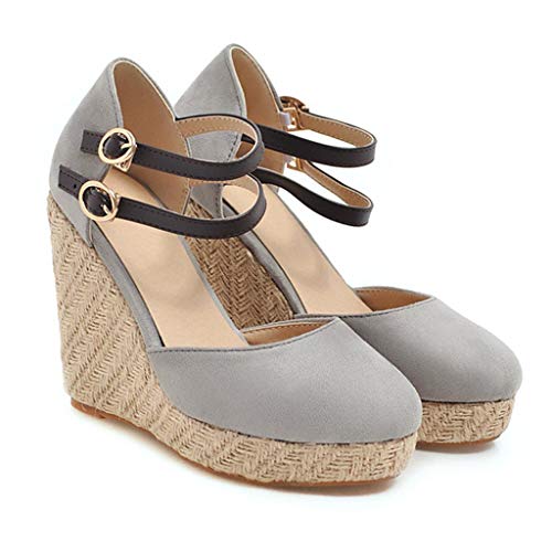 Sandalias de Plataforma Bohemia Mujer Alpargatas de Verano,Zapatos Planos de Romanos Retro Tacones de CuñA Sandalias de Punta Redonda Zapatos Casuales de Fiesta Talla Grande Verde Negro Beige 35-43EU