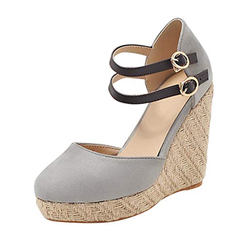 Sandalias de Plataforma Bohemia Mujer Alpargatas de Verano,Zapatos Planos de Romanos Retro Tacones de CuñA Sandalias de Punta Redonda Zapatos Casuales de Fiesta Talla Grande Verde Negro Beige 35-43EU