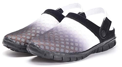 Sandalias de Playa Hombre Mujer,Zuecos de Sanitarios Zapatillas Ligeros Respirable Zapatos Verano,Blanco Negro,43