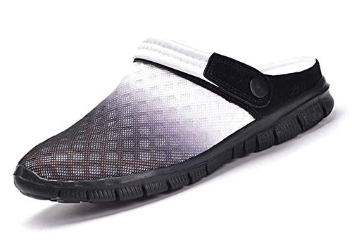 Sandalias de Playa Hombre Mujer,Zuecos de Sanitarios Zapatillas Ligeros Respirable Zapatos Verano,Blanco Negro,43