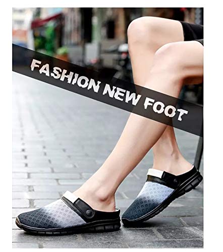 Sandalias de Playa Hombre Mujer,Zuecos de Sanitarios Zapatillas Ligeros Respirable Zapatos Verano,Blanco Negro,43