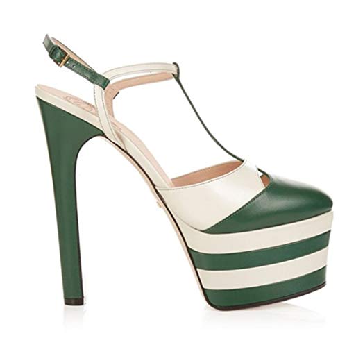 Sandalias de tacón Alto para Mujer Club Nocturno Botines de Verano de Fondo Grueso Zapatos con Hebilla Punta Redonda Tacones de Aguja Plataforma de tacón Fino Tacones Altos