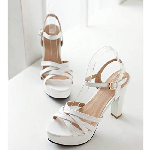 Sandalias De Tacón Cuadrado Para Mujer Plataforma De Verano Tacón Alto Zapatos De Tacón Abierto Con Espalda Abierta Zapatos De Fiesta De Boda Carrera Femme Bombas Con Correa De Hebilla De Tobillo