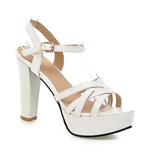 Sandalias De Tacón Cuadrado Para Mujer Plataforma De Verano Tacón Alto Zapatos De Tacón Abierto Con Espalda Abierta Zapatos De Fiesta De Boda Carrera Femme Bombas Con Correa De Hebilla De Tobillo