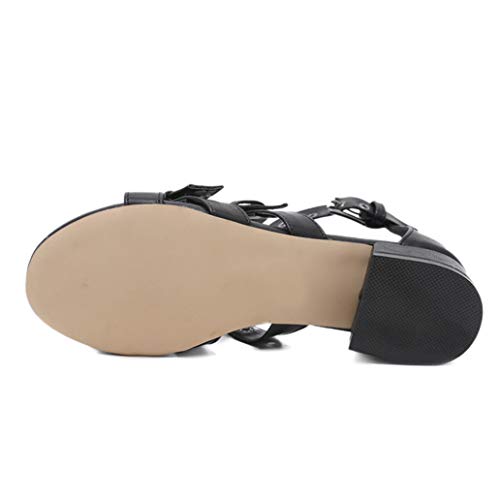 Sandalias De Tacón Cuadrado Para Mujer Zapatos De Verano Con Tacón Medio y Correa De Tobillo Peep-Toe Fiesta Carrera Boda Bombas De Cremallera Femme