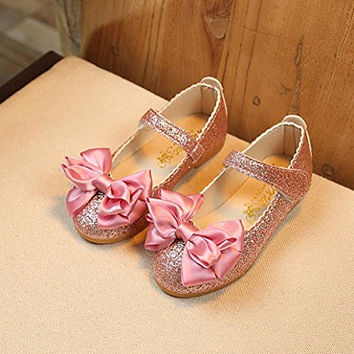 Sandalias de Vestir Niña K-youth® Zapatos Bebe Niña Verano Bowknot Scrub Zapatos de Cuero Zapatos Planos Zapatos de Princesa Chicas Zapatos de Baile Cumpleaños Fiesta (Tamaño (CN): 24, Rosa)