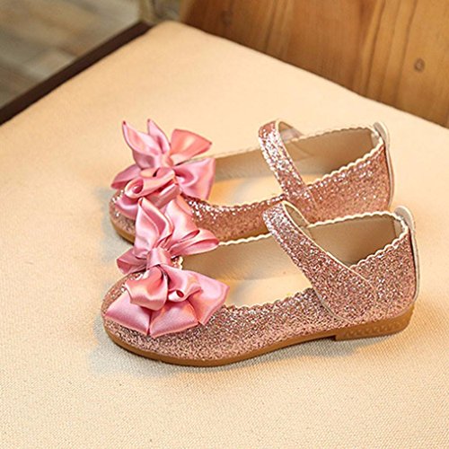 Sandalias de Vestir Niña K-youth® Zapatos Bebe Niña Verano Bowknot Scrub Zapatos de Cuero Zapatos Planos Zapatos de Princesa Chicas Zapatos de Baile Cumpleaños Fiesta (Tamaño (CN): 24, Rosa)
