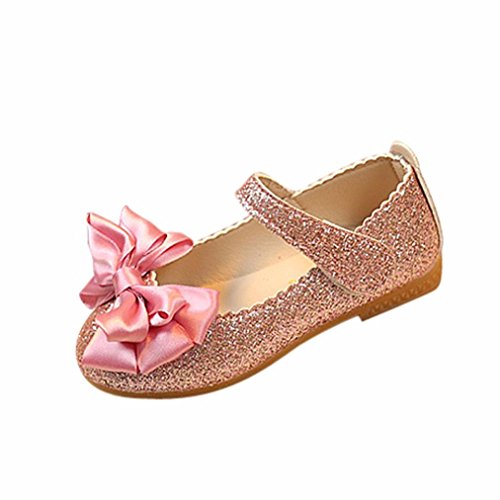 Sandalias de Vestir Niña K-youth® Zapatos Bebe Niña Verano Bowknot Scrub Zapatos de Cuero Zapatos Planos Zapatos de Princesa Chicas Zapatos de Baile Cumpleaños Fiesta (Tamaño (CN): 24, Rosa)