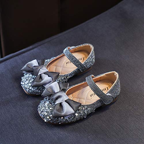 Sandalias de Vestir Niña Zapatos de Princesa Bebe Zapatos de Baile Bowknot Zapatos de Cuero de Planos Antideslizantes Zapatos de Lentejuelas con Diamantes de imitación de Chicas Cumpleaños Fiesta