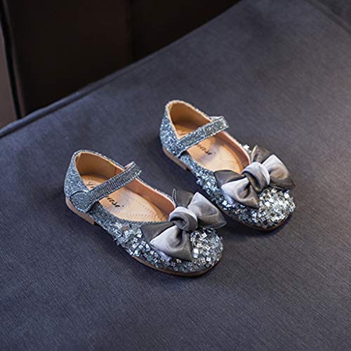 Sandalias de Vestir Niña Zapatos de Princesa Bebe Zapatos de Baile Bowknot Zapatos de Cuero de Planos Antideslizantes Zapatos de Lentejuelas con Diamantes de imitación de Chicas Cumpleaños Fiesta