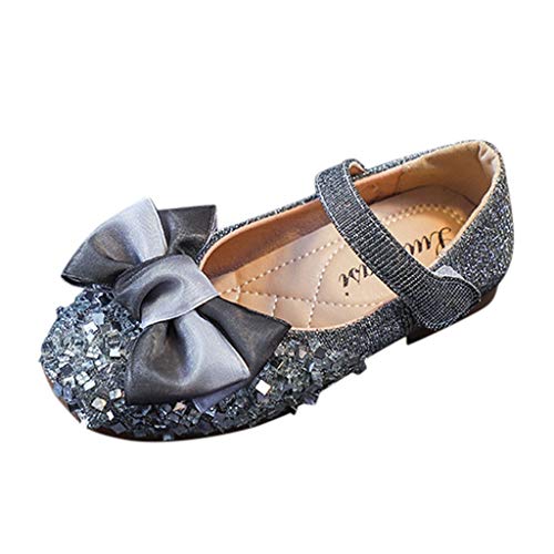 Sandalias de Vestir Niña Zapatos de Princesa Bebe Zapatos de Baile Bowknot Zapatos de Cuero de Planos Antideslizantes Zapatos de Lentejuelas con Diamantes de imitación de Chicas Cumpleaños Fiesta