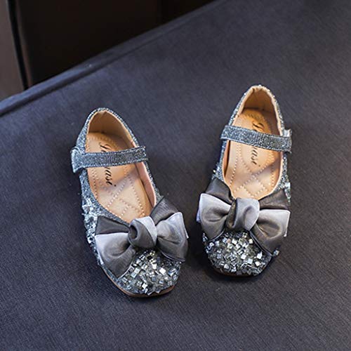Sandalias de Vestir Niña Zapatos de Princesa Bebe Zapatos de Baile Bowknot Zapatos de Cuero de Planos Antideslizantes Zapatos de Lentejuelas con Diamantes de imitación de Chicas Cumpleaños Fiesta