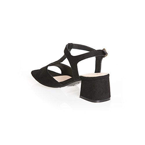 Sandalias Lisas Puntera Descubierta by Vencastyle,Negro,37