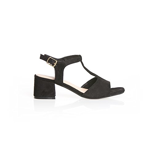 Sandalias Lisas Puntera Descubierta by Vencastyle,Negro,37
