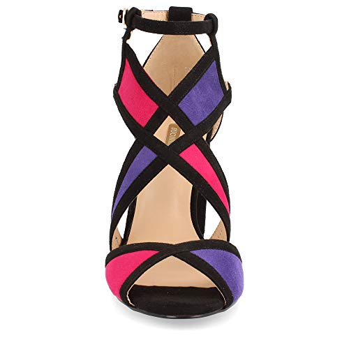 Sandalias Mujer de Tacon Alto con Tiras Cruzadas y Cierre con Hebilla Ajustable Verano 2019 Talla 40 Fucsia