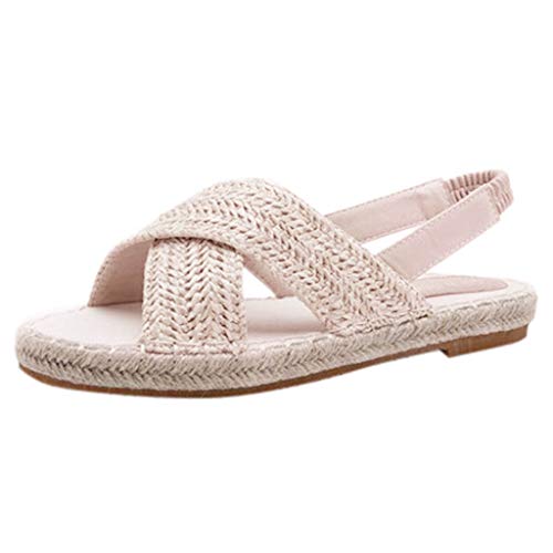 Sandalias Mujer Sandalias Mujer Verano 2019 Sandalias Planas Sandalias de Vestir Playa Chanclas para Mujer Zapatos Sandalias de Punta Abierta Roma Casual Sandalias Fiesta Cómodo Flip Flop vpass