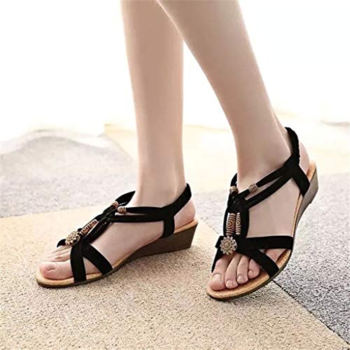 Sandalias Mujer Sandalias Mujer Verano 2019 Sandalias Planas Sandalias de Vestir Playa Chanclas para Mujer Zapatos Sandalias de Punta Abierta Roma Casual Sandalias Fiesta Cómodo Flip Flop vpass