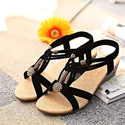 Sandalias Mujer Sandalias Mujer Verano 2019 Sandalias Planas Sandalias de Vestir Playa Chanclas para Mujer Zapatos Sandalias de Punta Abierta Roma Casual Sandalias Fiesta Cómodo Flip Flop vpass
