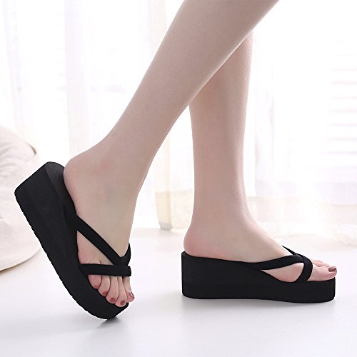 Sandalias Mujer Verano 2018 Cuña Chanclas Mujer Sandalias Antideslizantes Chanclas Zapatos De Playa Calzado Mujer Zapatillas Chancletas Al Aire Libre De Interior by K-Youth (36, Negro)