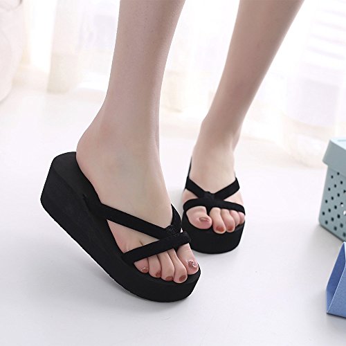 Sandalias Mujer Verano 2018 Cuña Chanclas Mujer Sandalias Antideslizantes Chanclas Zapatos De Playa Calzado Mujer Zapatillas Chancletas Al Aire Libre De Interior by K-Youth (36, Negro)