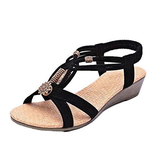 Sandalias Mujer Verano 2019 Planas Moda Sandalias de Vestir Playa Chanclas para Mujer Zapatos Sandalias de Punta Abierta Roma Casual Sandalias Fiesta Cómodo Flip Flop vpass