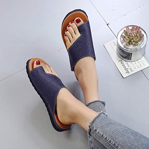 Sandalias Mujer Verano 2019 SHOBDW Rebajas Zapatos Planos Cómodos Sandalias Cuña Mujer Sandalias Romanas Mujer Sandalias Correctoras Juanetes Tallas Grandes(Azul,EU40)