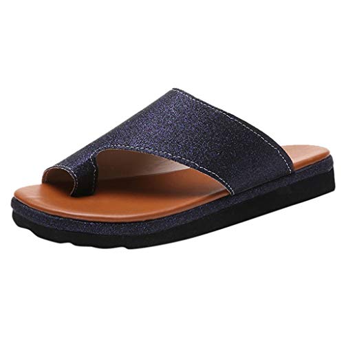 Sandalias Mujer Verano 2019 SHOBDW Rebajas Zapatos Planos Cómodos Sandalias Cuña Mujer Sandalias Romanas Mujer Sandalias Correctoras Juanetes Tallas Grandes(Azul,EU40)