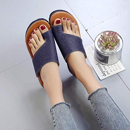 Sandalias Mujer Verano 2019 SHOBDW Rebajas Zapatos Planos Cómodos Sandalias Cuña Mujer Sandalias Romanas Mujer Sandalias Correctoras Juanetes Tallas Grandes(Azul,EU40)