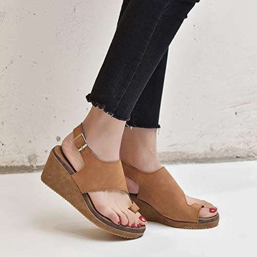 Sandalias Mujer Verano 2019 Zapatos de Plataforma Mujer Cuña Zapatos de Boca de Pescado Playa Zapatillas Sandalias de Punta Abierta Casual Fiesta Roman Tacones Altos Sandalias vpass