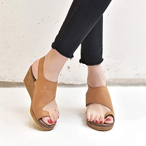 Sandalias Mujer Verano 2019 Zapatos de Plataforma Mujer Cuña Zapatos de Boca de Pescado Playa Zapatillas Sandalias de Punta Abierta Casual Fiesta Roman Tacones Altos Sandalias vpass