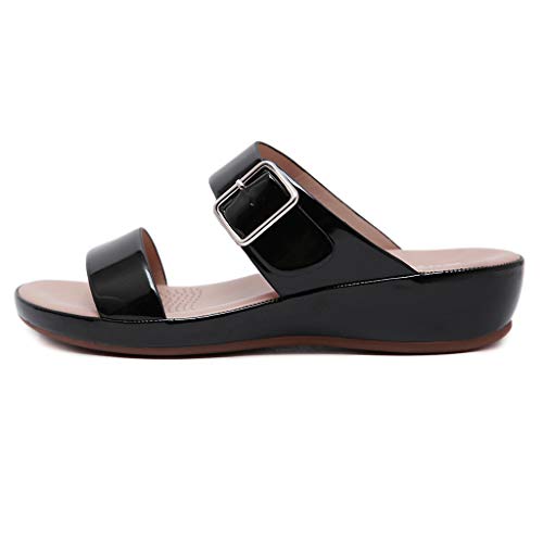 Sandalias Mujer Verano Moda Cuña Plataforma Mules Casual Comodas Hebilla Punta Abierta Antideslizante Zapatillas
