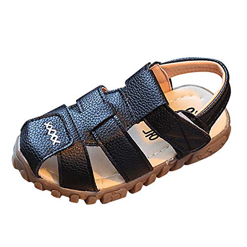 Sandalias niña niño Verano Riou con Punta Cerrada Zapatos en Cuero Zapatillas Velcro Zapatillas de Deporte Al Aire Libre Antideslizante Bebe Chicos Chicas Zapatos Calzado 21-25