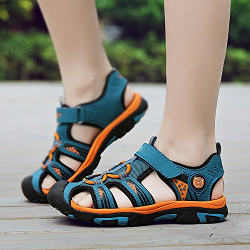 Sandalias Niño con Plantillas de Trekking Senderismo Zapatillas Niña de Zapatos Unisex Azul A 37 EU