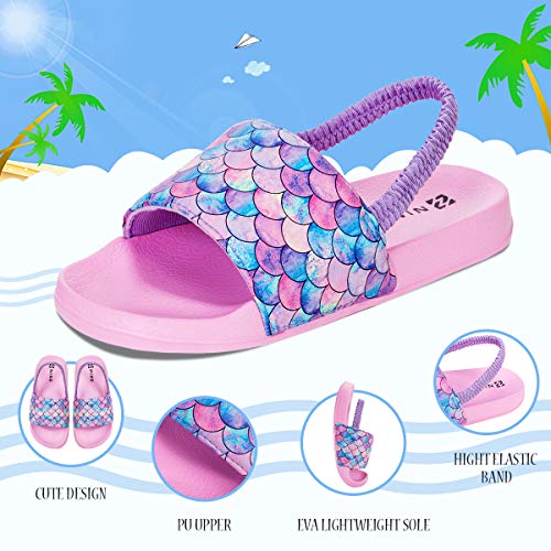 Sandalias Niños Chanclas,Zapatos de Ducha Niña Zapatos de Playa(26/27EU Escamas de Pescado-Rosa)