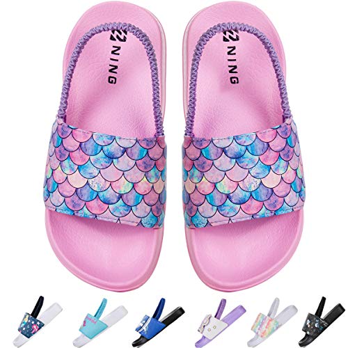 Sandalias Niños Chanclas,Zapatos de Ducha Niña Zapatos de Playa(26/27EU Escamas de Pescado-Rosa)