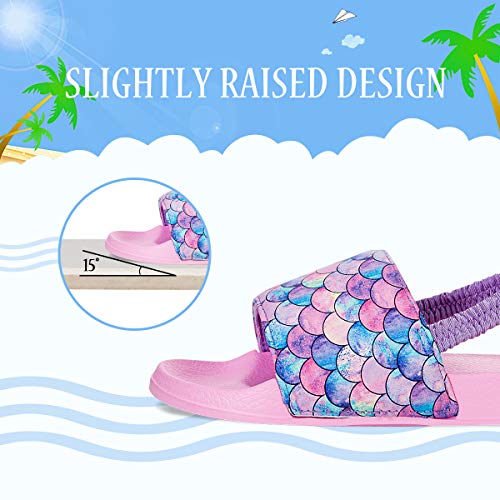 Sandalias Niños Chanclas,Zapatos de Ducha Niña Zapatos de Playa(26/27EU Escamas de Pescado-Rosa)