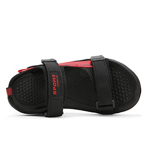 Sandalias Niños con Punta Abierta Sandals Kids Boys Zapatos Verano Niño para Playa Deportivas Negro Rojo Talla 31 EU