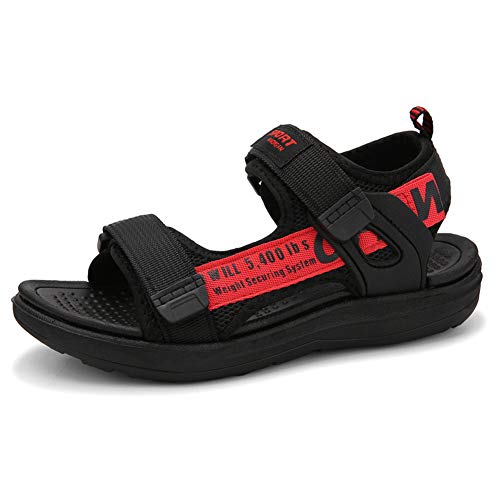 Sandalias Niños con Punta Abierta Sandals Kids Boys Zapatos Verano Niño para Playa Deportivas Negro Rojo Talla 31 EU