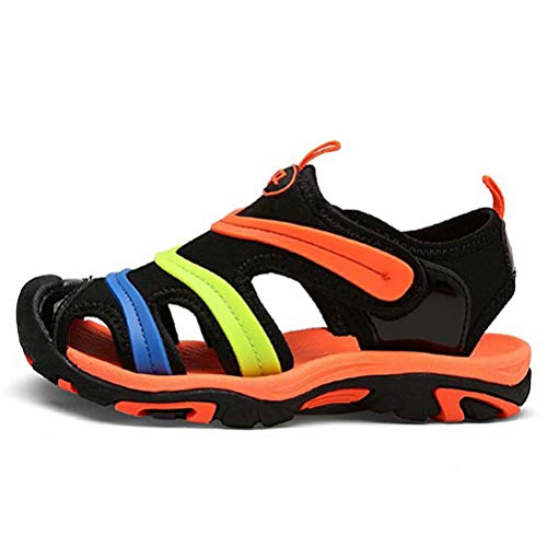 Sandalias Niños Trekking Senderismo Sandalias Deportivas Al Aire Libre Velcro Sandalias Punta Cerrada Verano Sandalias Naranja 30
