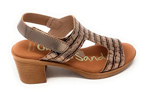 Sandalias Oh! My Sandals 4691 Cava Breda.Sandalia de Tacon para Mujer de Piel Muy Comoda con Planta Acolchada. (Cava, Numeric_38)